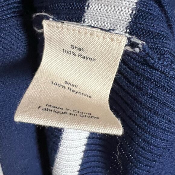 L’Agence Korin Blue White Striped Ribbed Button Front Cardigan Oversized Sweater - Picture 9 of 9